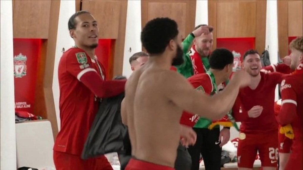 The Liverpool star danced and celebrated all night after winning the Carabao Cup